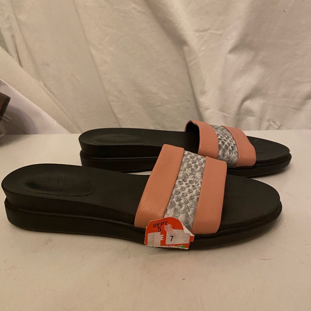 LOGO peach & snakeskin slide on sandal various sizes all NWT